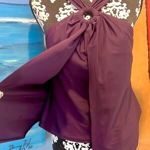 ⭐️Carribean Sand, Rich Purple Tankini, Worn Twice w/Ivory & Gold Bottoms, 🔥🔥